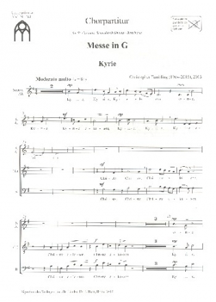 Messe in G fr gem Chor und Orgel (Orchester ad lib) Chorpartitur