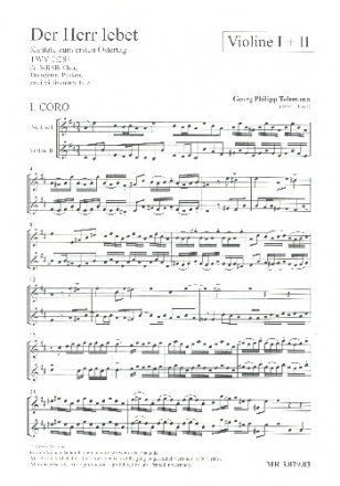 Der Herr lebet TWV1:284 fr Soli, gem Chor und Instrumente 2 Spielpartituren Violine 1/2