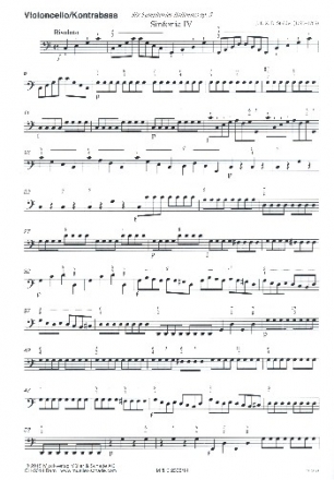 Sinfonie C-Dur Nr.4 fr Streicher und Bc (2 Hrner ad lib) Violoncello/Kontrabass (beziffert)