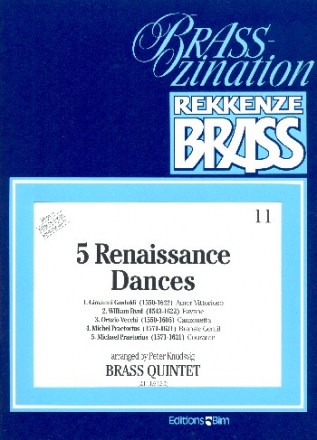 5 Renaissance Dances for 2 trumpets, honr, trombone and tuba score and parts