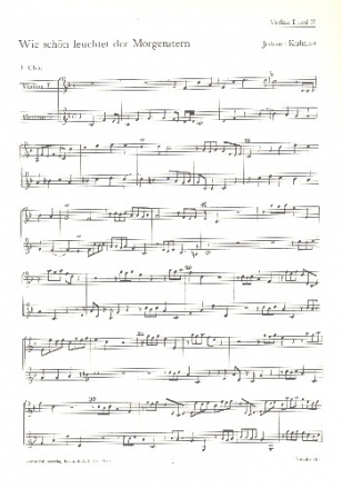 Wie schn leuchtet der Morgenstern fr Soli, gem Chor und Orchester Spielpartitur Violine 1/2