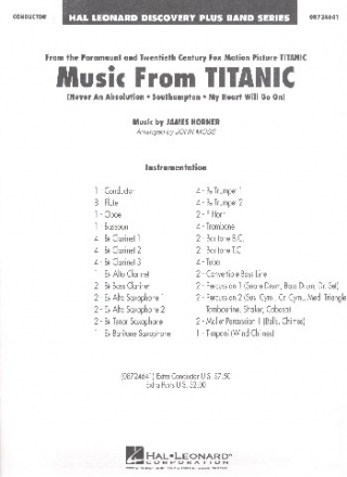 Music from Titanic (Medley): for concert band score