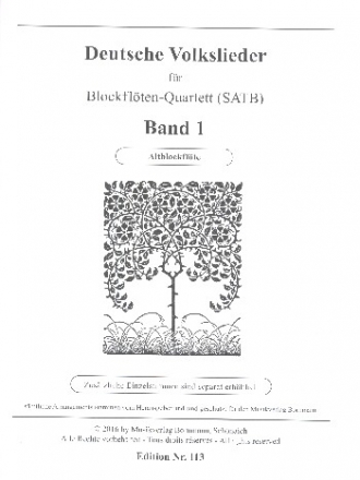 Deutsche Volkslieder Band 1 fr 4 Blockflten (SATB) Altblockflte