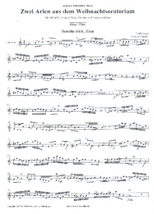 2 Arien aus dem Weihnachtsoratorium fr Alt und Instrumente Oboe/Flte