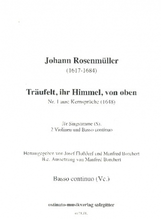 Trufelt ihr Himmel von oben fr Sopran, 2 Violinen und Bc Instrumentalstimmen