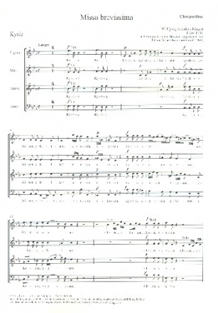 Missa brevissima fr gem Chor und Orchester Chorpartitur
