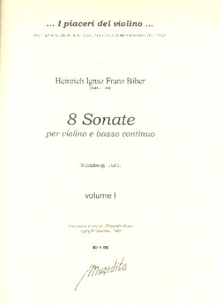 8 Sonate (vol.1 e 2) per violino e Bc partitura e parti (Bc non realizzato)