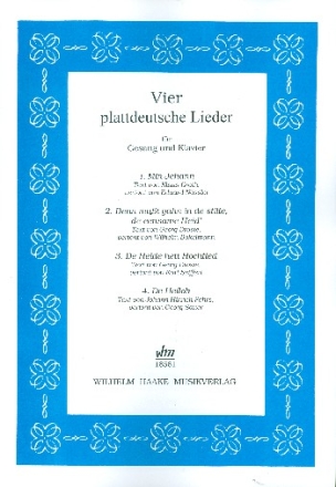 4 plattdeutsche Lieder fr Gesang und Klavier Partitur