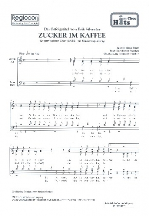 Zucker im Kaffee fr gem Chor und Klavier Chorpartitur