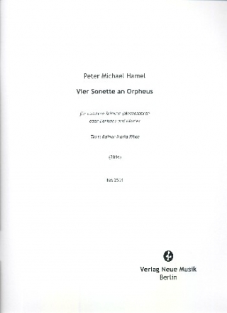 4 Sonatte an Orpheus fr Mezzosopran (Bariton) und Klavier 2 Spielpartituren