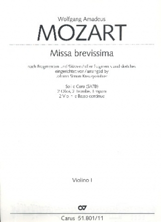 Missa brevissima fr Soli, gem Chor und Orchester Violine 1