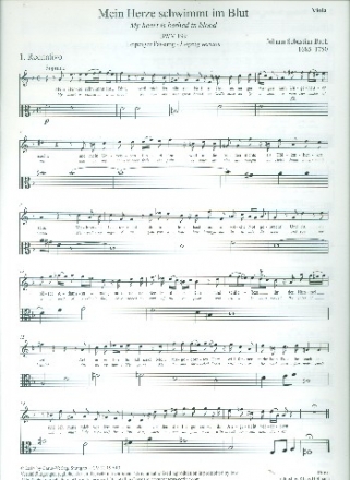 Mein Herze schwimmt im Blut (Leipziger Fassung) Kantate Nr.199 BWV199 Viola