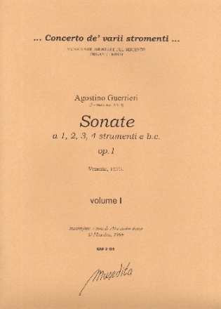 Sonaten op.1 Band 1 fr 1-4 instrumente und Bc Partitur und Stimmen