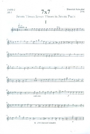 7 x 7 for recorder ensemble (SSAATTB (Cb ad lib)) treble 2