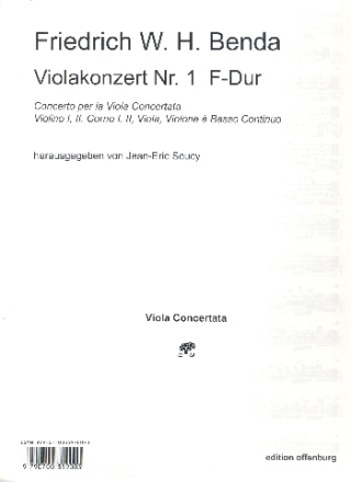 Konzert F-Dur Nr.1 fr Viola und Streichorchester Viola solo