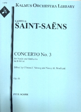 Concert in b Minor no.3 op.61 for violin and orchestra score