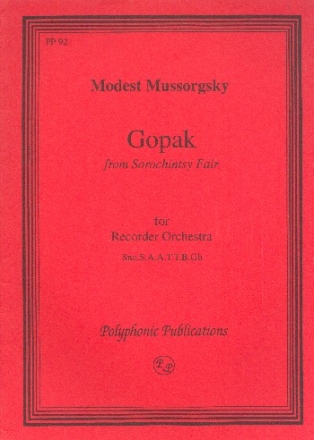 Gopak from Sorochintsy Fair for recorder orchestra (SSAATTB GB) score and parts