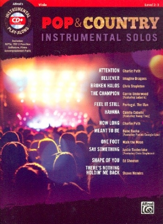 Pop & Country Instrumental Solos (+MP3-CD) for viola with printable piano accompaniment