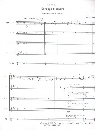 Strange Humors for 4 saxophones (SATBar) and djembe score and parts