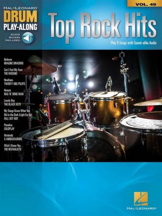 Top Rock Hits (+Online Audio) for drum set (with lyrics) drum playalong vol.47