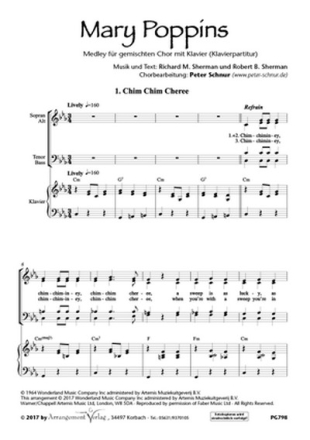 Mary Poppins Medley fr gem Chor und Klavier Chorpartitur (dt)