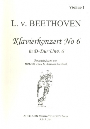 Konzert D-Dur Nr.6 fr Klavier und Orchester Streicherstimmensatz (6-5-4-3-2)