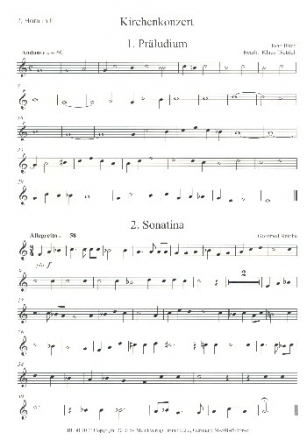 Kirchenkonzert fr 4 Blechblser Horn 2 in F