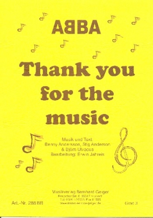 Thank You for the Music: for Big Band Direktion und Stimmen (mit Text)