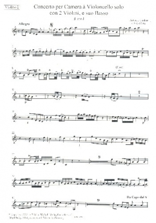 Konzert d-Moll fr Violoncello solo, 2 Violinen und Bc Violine 2