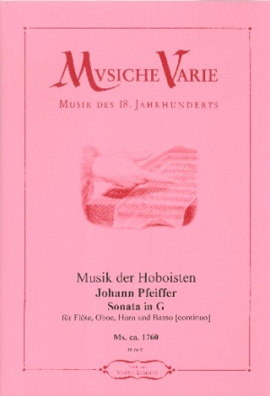 Sonate G-Dur fr Flte, Oboe, Horn und Bass (Bc) Partitur und Stimmen (Bc nicht ausgesetzt)