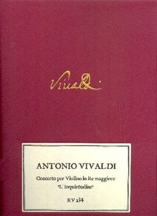 Concerto in re maggiore RV234 per violino e orchestra d'archi partitura, parte e riduzione per tastiera