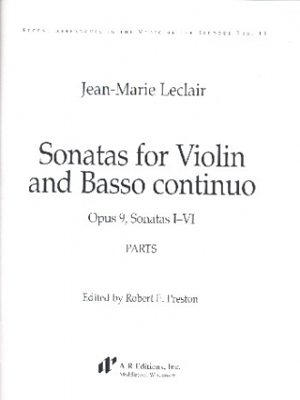 Sonatas op.9 nos.1-6 for violin and Bc 2 parts (vl,vc)