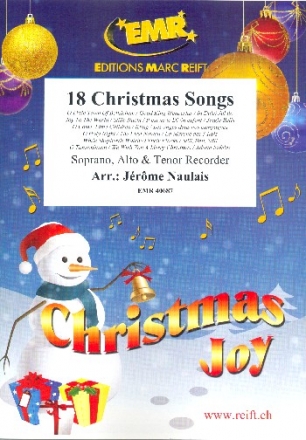 18 Christmas Songs for 3 recorders (SAT) 2 scores