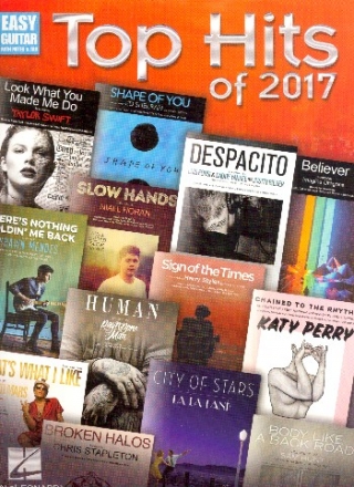 Top Hits of 2017: for easy guitar with notes and tab