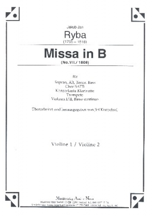 Messe B-Dur für Soli, gem Chor und Instrumente Violine 1/2