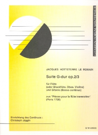 Suite G-Dur op.2,3 fr Flte (Blockflte/Oboe/Violine) und Gitarre (Bc) Partitur und Stimmen (Bc nicht ausgesetzt)