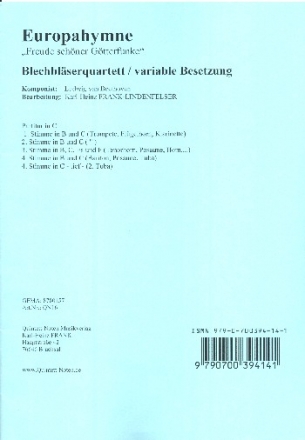 Europa Hymne fr variables Blechblserquartett Partitur und Stimmen