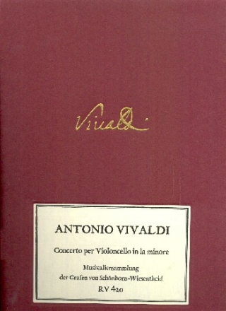 Concerto in la minore RV420 fr Violoncello und Streichorchester Partitur, Klavierauszug und Stimmen