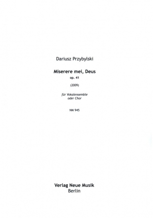 Miserere mei, Deus op.41 fr gem Chor (Vokalensemble) a cappella Chorpartitur (la)