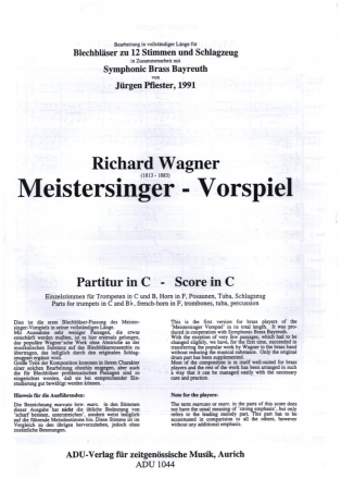 Meistersinger - Vorspiel fr 5 Trompeten, 4 Posaunen, 2 Hrner, Tuba und Schlaginstrument Partitur und Stimmen