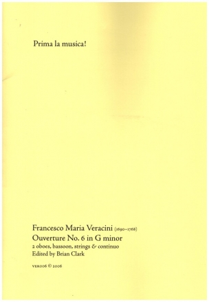 Ouverture in G minor no.6 for 2 oboes, bassoon, strings and bc full set (score and parts)
