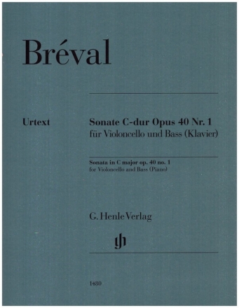 Sonate C-Dur Nr.1 op.40 fr Violoncello und Bass (Klavier) Klavierpartitur, Spielpartitur (Vc/Bass) und Stimme (Vc)