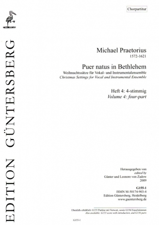 Puer natus in Bethlehem Band 4 fr 4 Stimmen oder Instrumente Chorpartitur