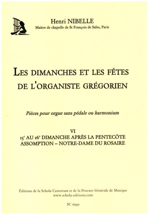 Les dimanches et les ftes de l'organiste grgorien vol.6 pour orgue sans pdale ou harmonium