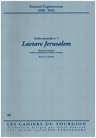 Laetare Jerusalem pour soprano, violon, saqueboute ou viole et continuo partition et parties