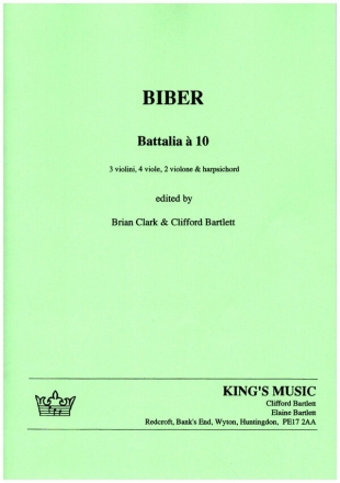 Battaglia  10 for 3 violins, 4 viole, 2 violone and harpsichord score and parts