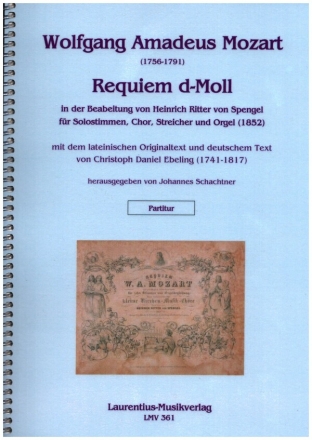 Requiem d-Moll fr Solostimme, gem Chor, Streicher und Orgel Partitur
