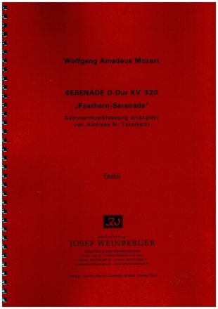 Posthornserenade D-Dur KV320 fr 8 Instrumente (Hrn, Fag, Klar, Vl1+2, Va Vc, Kb) Stimmen
