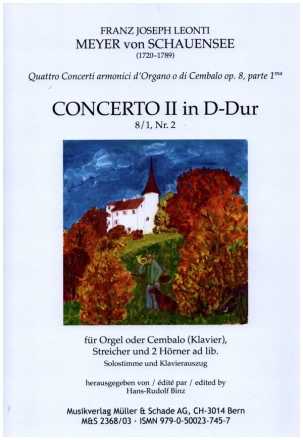 Konzert D-Dur op.8,1 Nr.2 fr Klavier (Orgel/Cembalo), 2 Hrner ad lib. und Streicher Partitur