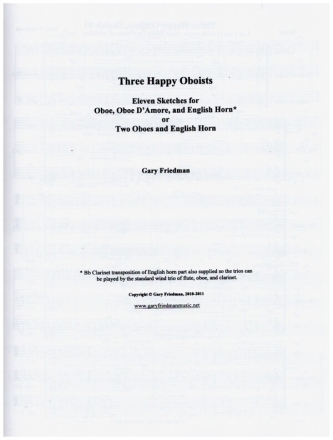3 Happy Oboists for 2 oboes and English horn score and parts